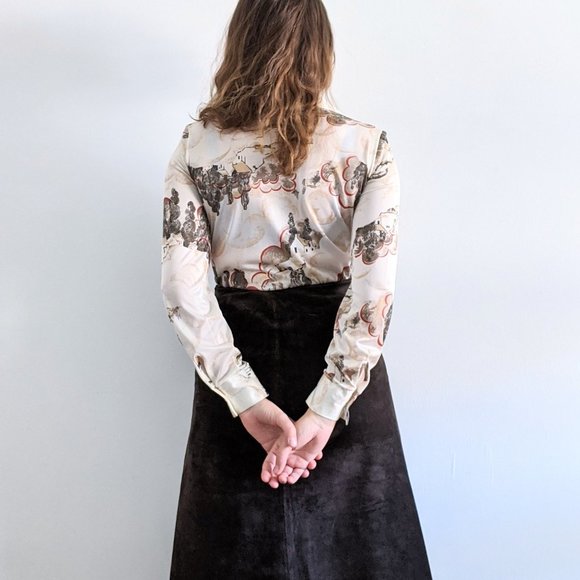 1990’s Minimalist Chocolate Suede Midi Skirt - Picture 8 of 8